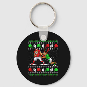 Football Player Reindeer Ugly Kerstmis Pajama Fun Sleutelhanger