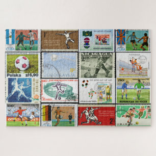 Football Postage Stampen Collage Jigzaag Puzzle Legpuzzel
