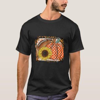 Football Pumpkin Sunflower Football Lover Herfst T T-shirt
