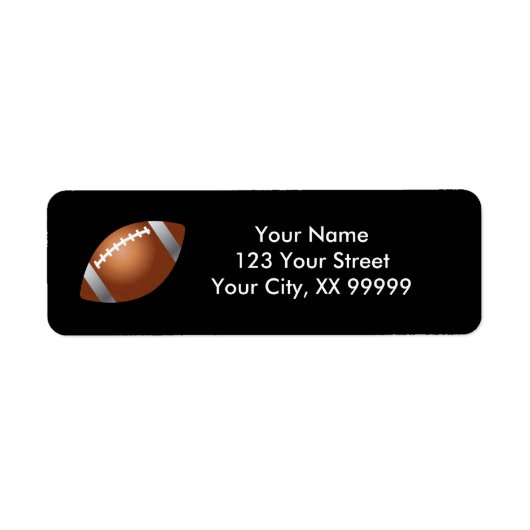 Football Return Address Labels in zwart (Voorkant)