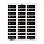 Football Return Address Labels in zwart (Full Sheet)