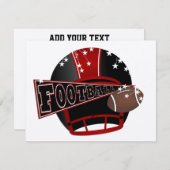 Football Rood en Zwart Uitnodiging - SRF (Voorkant / Achterkant)