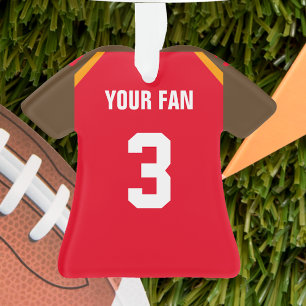 Football Rouge, blanc et ornement jersey orange