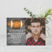 Football Rustic Photo Graduation Faire-part (Debout devant)