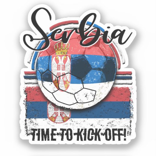 Football Servië vlag, retro voetbal ontwerp Sticker (Voorkant)