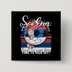 Football Servië Vlag, Servisch voetbalteam Vierkante Button 5,1 Cm