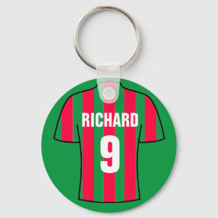 Football shirt in rood en groen. sleutelhanger