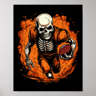 Football Skeleton Football Speler Halloween Spooky Poster