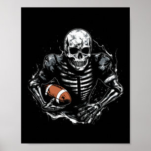Football Skeleton Football Speler Halloween Spooky Poster
