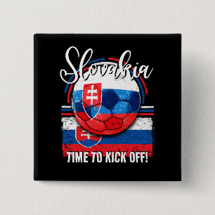 Football Slowakije Vlag,  Voetbal Vierkante Button 5,1 Cm