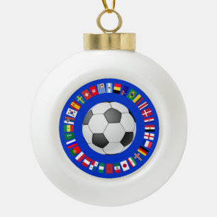 FOOTBALL SOCCER 2018 TEAM FLAGS SYMBOLCIRCLE KERAMISCHE BAL ORNAMENT