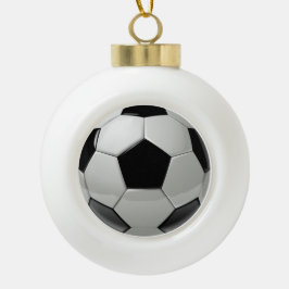 Football Soccer Ball Ceramic Christmas Ornament