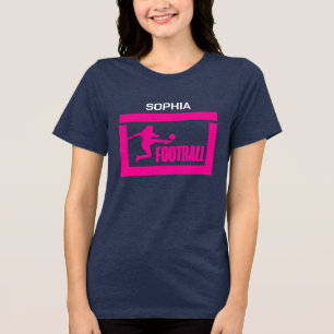 Football Speler Meisje, Verjaardag Meisje Team Tri-Blend Shirt