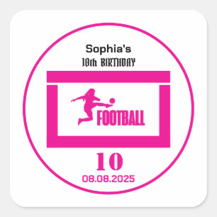 Football Speler Meisje, Verjaardag Meisje Team Vierkante Sticker