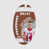 Football Speler Naam Nummer Foto Keepsake #14 Ornament (voorkant)