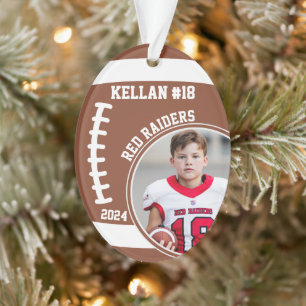Football Speler Naam Nummer Foto Keepsake #18 Ornament