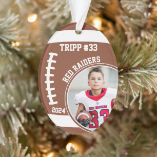 Football Speler Naam Nummer Foto Keepsake #33 Ornament