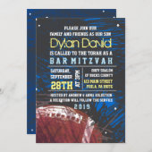 FOOTBALL SPLATTER Bar Mitzvah Invitation Invitatio (Devant / Derrière)