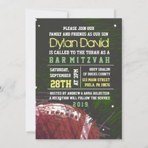 FOOTBALL SPLATTER Bar Mitzvah Invitation Invitatio