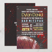 FOOTBALL SPLATTER Bar Mitzvah Invitation Invitatio (Devant / Derrière)