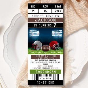 Football Sport Ticket Verjaardagsuitnodiging Kaart