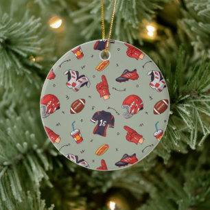 Football Sportapparatuur met voedselpatroon Keramisch Ornament