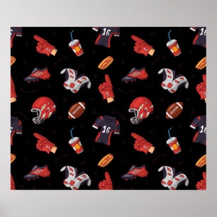 Football Sportapparatuur met voedselpatroon Poster