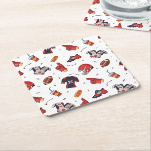 Football Sportapparatuur met voedselpatroon Vierkante Kartonnen Onderzetter