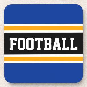 FOOTBALL Sportieve Navy Yellow Black Racing Stripe Bier Onderzetter