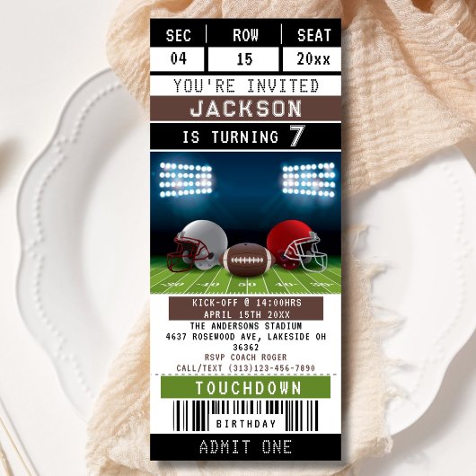 Football Sports Billets Anniversaire Invitation