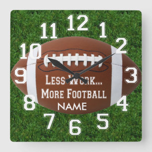 Football Sports Mancave Design Wall Clock Vierkante Klok
