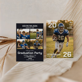 Football Sports Photo Graduation Invitation Kaart