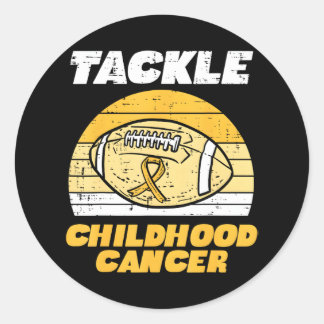 Football Tackle Childhood Cancer Awareness Ribbon Ronde Sticker