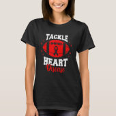 Football Tackle Heart Disease Retro Awareness Red T-shirt (Voorkant)