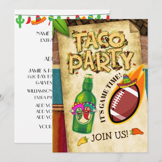 Football Taco Party Invitation (Devant / Derrière)
