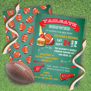Football Tailgate Party green chalkboard Invite Kaart