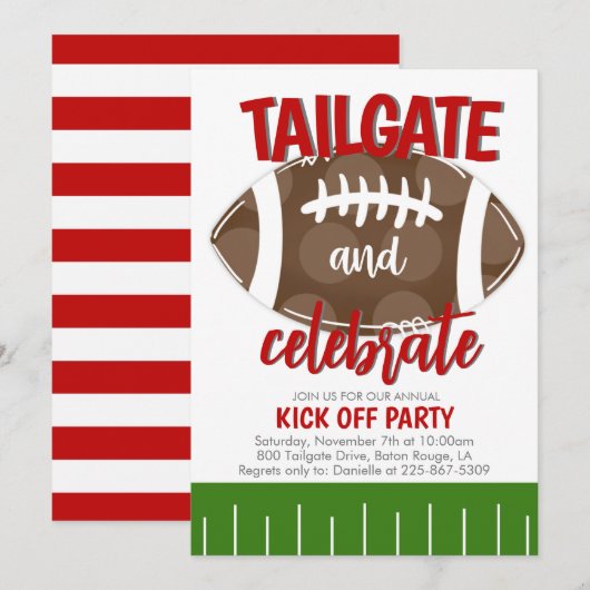 Football Tailgating ANY COLOR COMBO Kaart (Voorkant / Achterkant)