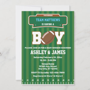 Football Team Boy Baby shower Kaart