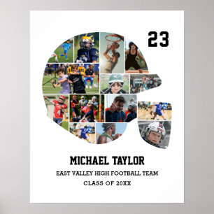Football Team Senior Afstuderen Cadeau Fotocollage Poster