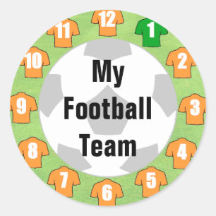 Football Team Stickers met Oranje Gold Shirten