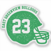 Football teamhelm aangepaste nummer groene sticker (Voorkant)