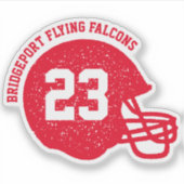 Football teamhelm aangepaste nummer rode sticker (Voorkant)