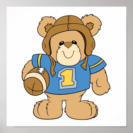 Football Teddy Bear Design Poster (Voorkant)