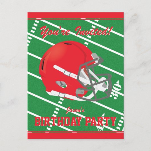 Football Them Party Invitation Carte postale modif (Devant)