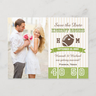 Football thema bruiloft Save the Date Aankondigingskaart