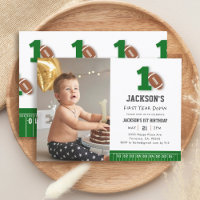 Football thema eerste jaar down verjaardagsfoto