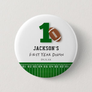 Football thema eerste jaar down verjaardagsgunst ronde button 5,7 cm