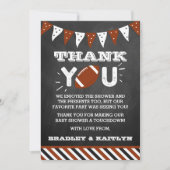Football thema gecodeerd Baby shower Bedankkaart (Voorkant)