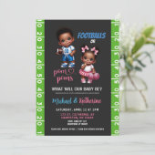 Football thema gender reveal Invitation Kaart (Staand voorkant)