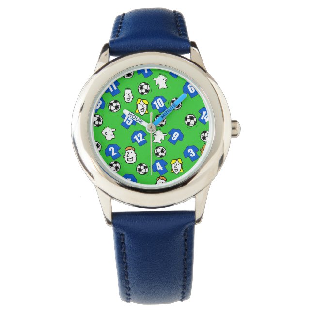 Football thema met Shirten in blauw Horloge (Voorkant)